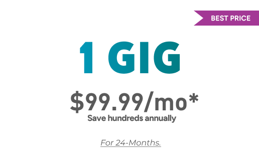 Kinetic Business 1 Gig Fiber Internet just $99.99.mo for 24 months offer.