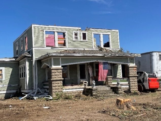 Greenfield, IA residence in the wake of natural disaster