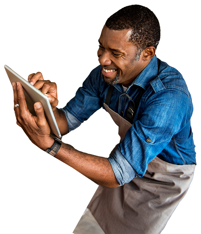 bakery-operator-using-tablet-device-isolated-upright
